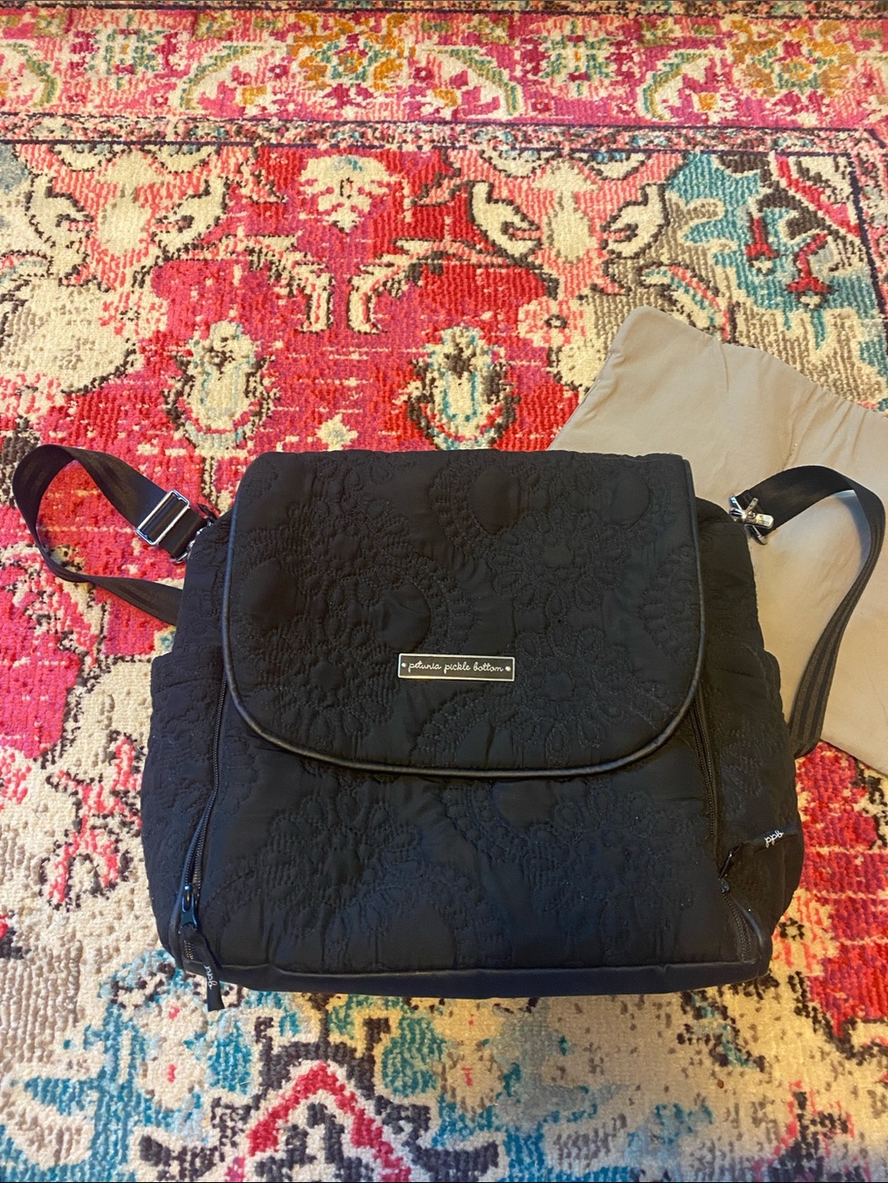 Petunia Pickle Bottom Boxy Backpack Black Quilted Backpack Diaper Bag
